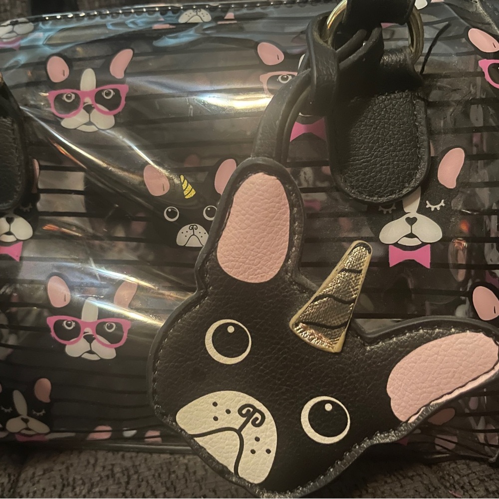 Betsey Johnson Clear Boston Terrier Crossbody Purse